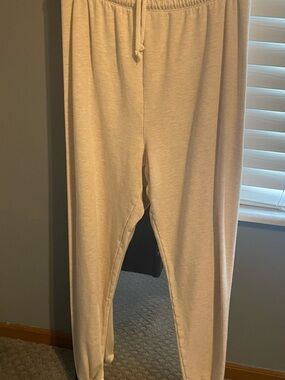 aerie Cream Baggy Drawstring Joggers
